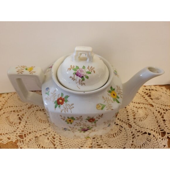 Porcelain Hand Painted Square Floral Teapot w/Lid Takito Japan - Picture 2 of 13